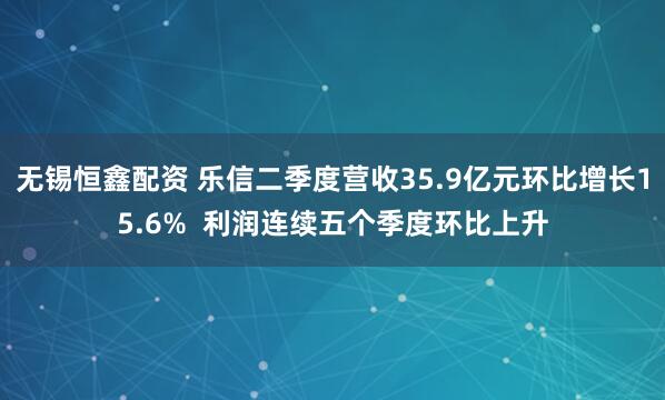 无锡恒鑫配资 乐信二季度营收35.9亿元环比增长15.6%  利润连续五个季度环比上升