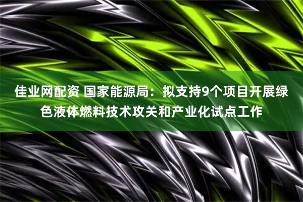 佳业网配资 国家能源局：拟支持9个项目开展绿色液体燃料技术攻关和产业化试点工作