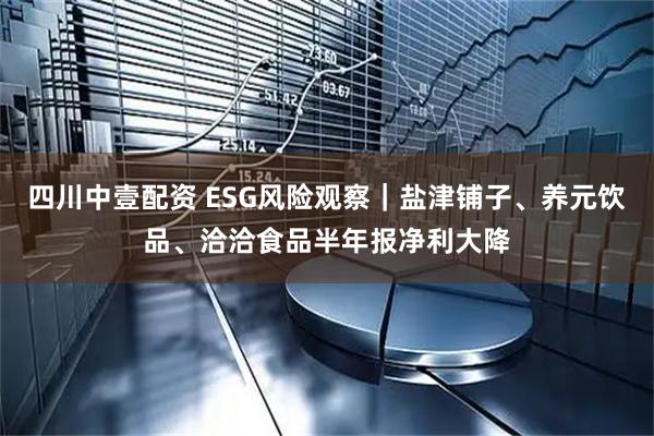 四川中壹配资 ESG风险观察｜盐津铺子、养元饮品、洽洽食品半年报净利大降