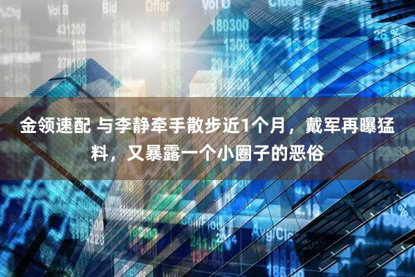 金领速配 与李静牵手散步近1个月，戴军再曝猛料，又暴露一个小圈子的恶俗